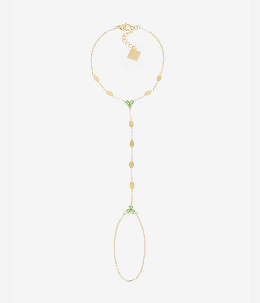 Bijou de main Sahara (Acier doré)-vert