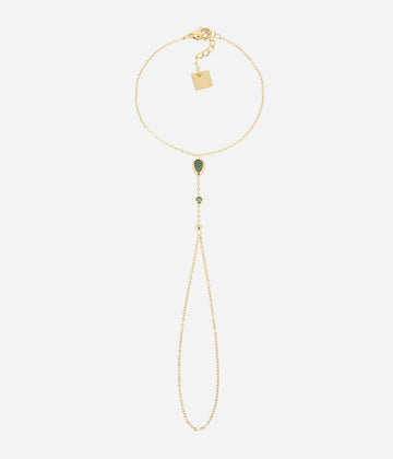Bijou de main Ogoki (Acier doré)-vert