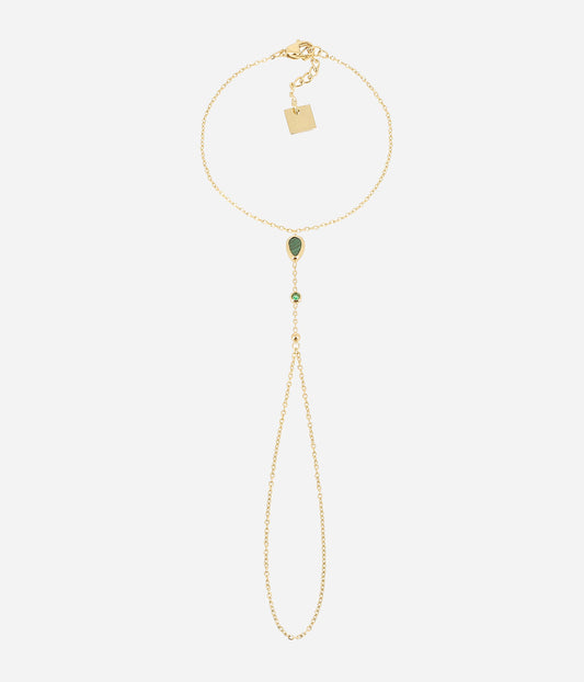 Bijou de main Ogoki (Acier doré)-vert