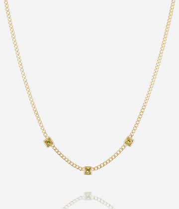 Collier Armel (Acier doré)-vert clair