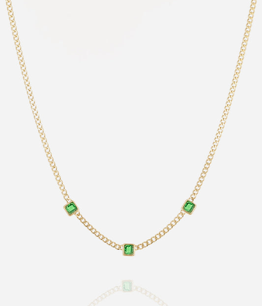 Collier Armel (Acier doré)-vert