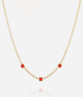 Collier Armel (Acier doré)-rouge