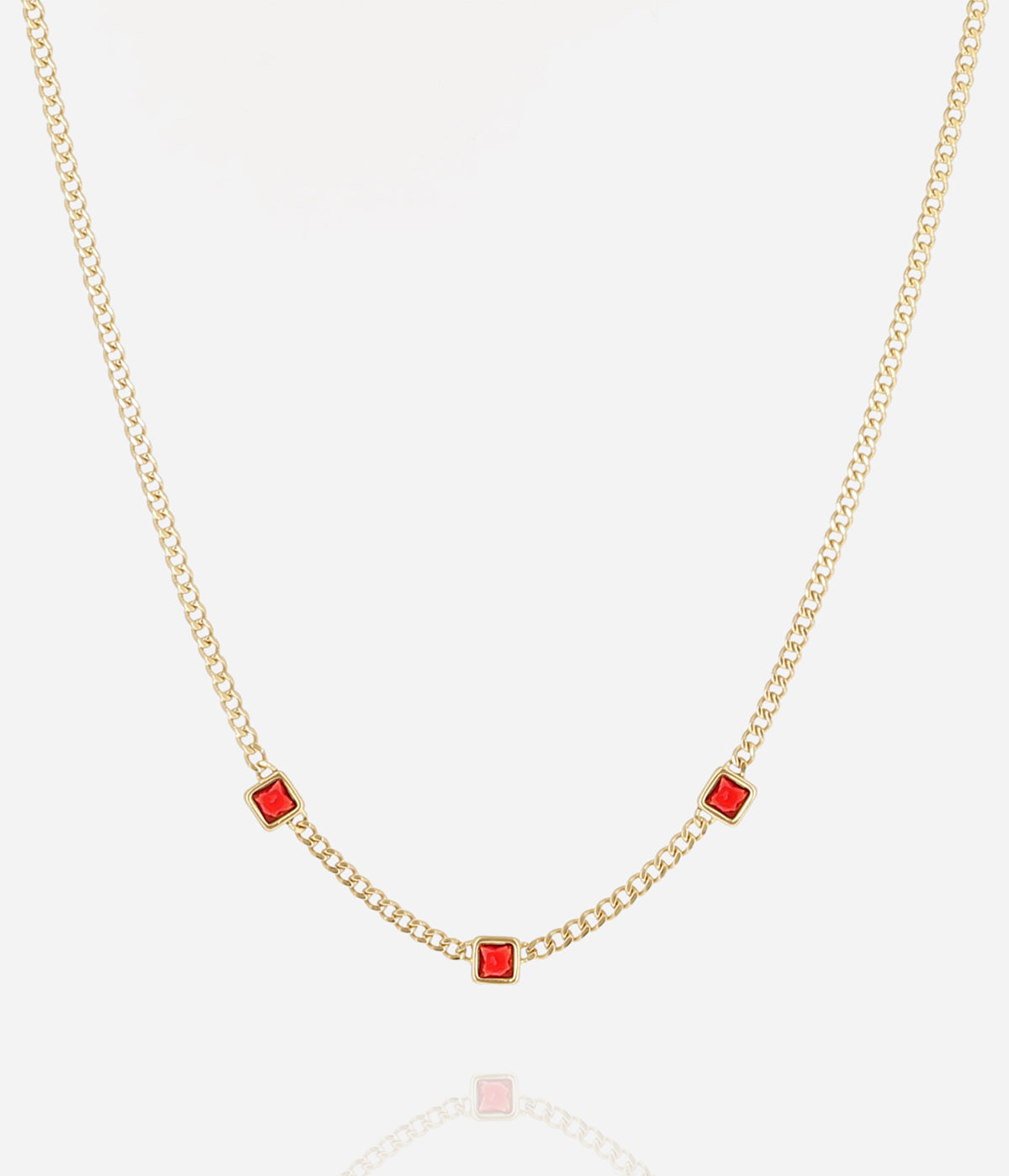 Collier Armel (Acier doré)-rouge